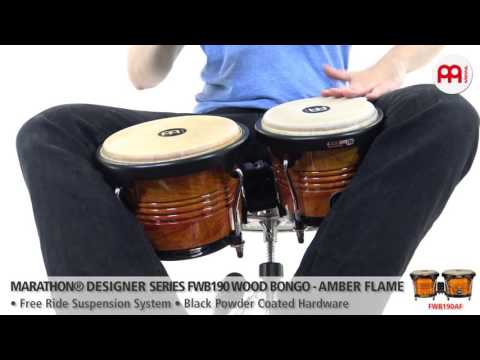 Marathon© Designer Series FWB190 Wood Bongo - Amber Flame - FWB190AF