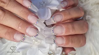 How to do clear nails with no air baubles in gel, gel product control. Clear glass nails effect.