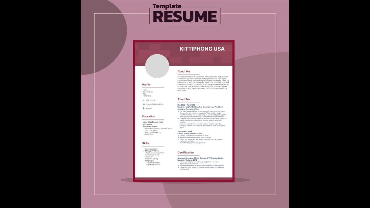 Portfolio & Resume - ออกแบบ Resume/CV (ภาษาไทย-อังกฤษ) - 2