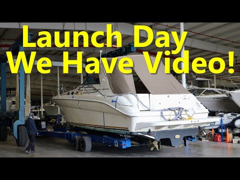 Launch Day For Boogaboo - She's Floating! Sea Ray 370 Sundancer