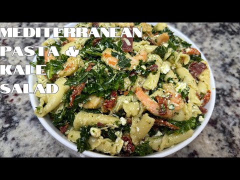 ✨ Mediterranean Pasta & Kale Salad with Shrimp | High-Protein, Fresh & Flavorful! 🥗🍤