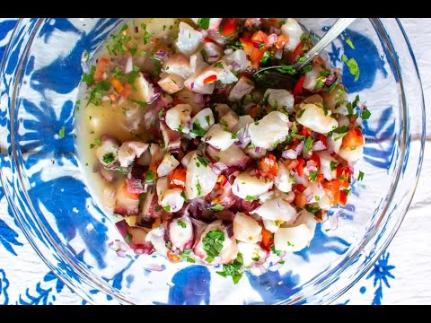COOL, REFRESHING SEAFOOD CEVICHE WITH SHRIMP, SCALLOPS, FISH, AND OCTOPUS
