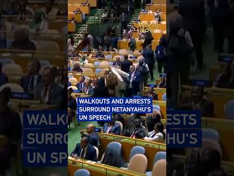 Walkouts and arrests surround Netanyahu's UN speech #worldnow