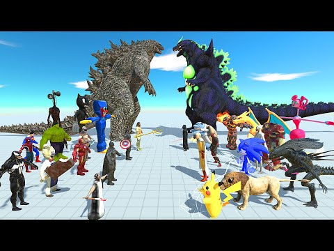 Team Godzilla 2021 vs Team Super Godzilla - Animal Revolt Battle Simulator