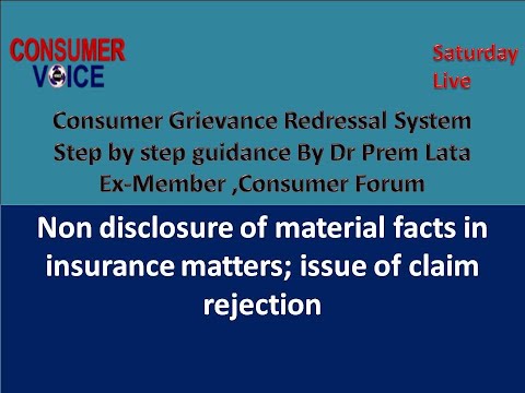Non Disclosure of material facts in Insurance matters & Claim rejection .By Dr Prem Lata