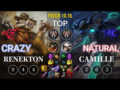 RW Crazy Renekton vs DMO Natural Camille Top - KR Patch 10.16