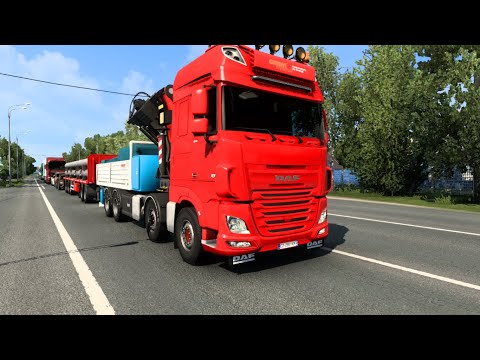 ETS 2 MOD (1.46) DAF XF 450 8x4 Transport Iron Pipes  From Saint Petersburg to Luga
