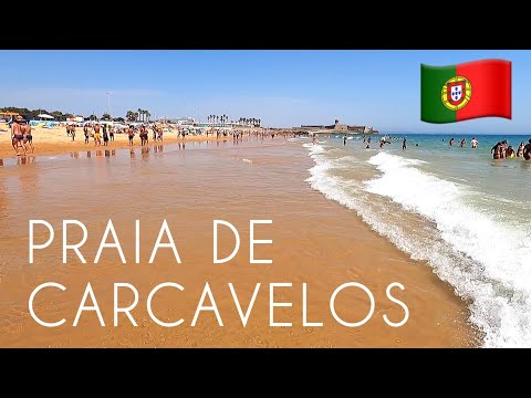 Praia de Carcavelos 🏖️ Beach Walk 🌊 Lisbon, Portugal 🇵🇹