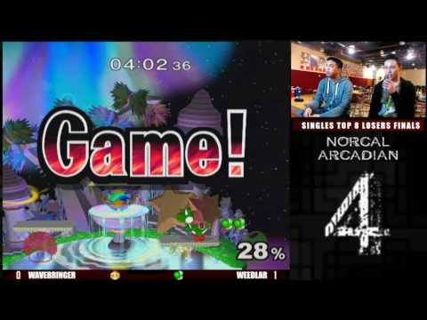 NorCal Arcadian 4 Singles Losers Finals WaveBringer (Peach) vs Weedlar (Yoshi)