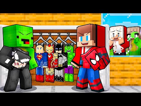 JJ and Mikey Shapeshift Into SUPERHEROES To PRANK Family in Minecraft - Maizen