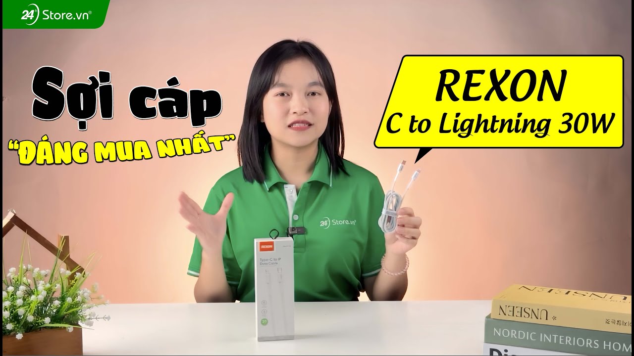 Video Cáp sạc Rexon Type C to Lightning 30W 1.2M CB4033C-I