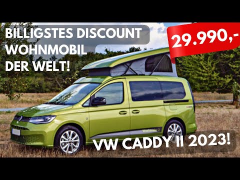 REAL 29.990,- €! Cheapest motorhome 2023! MOTORHOME PRICES DROP! VW Caddy Weekender 2 from Reimo