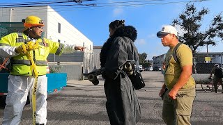 Angry Confrontation: Homeless Man upset with Encampment Clean Up Workers