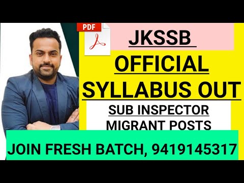JKSSB Sub Inspector Syllabus Out | Full Details