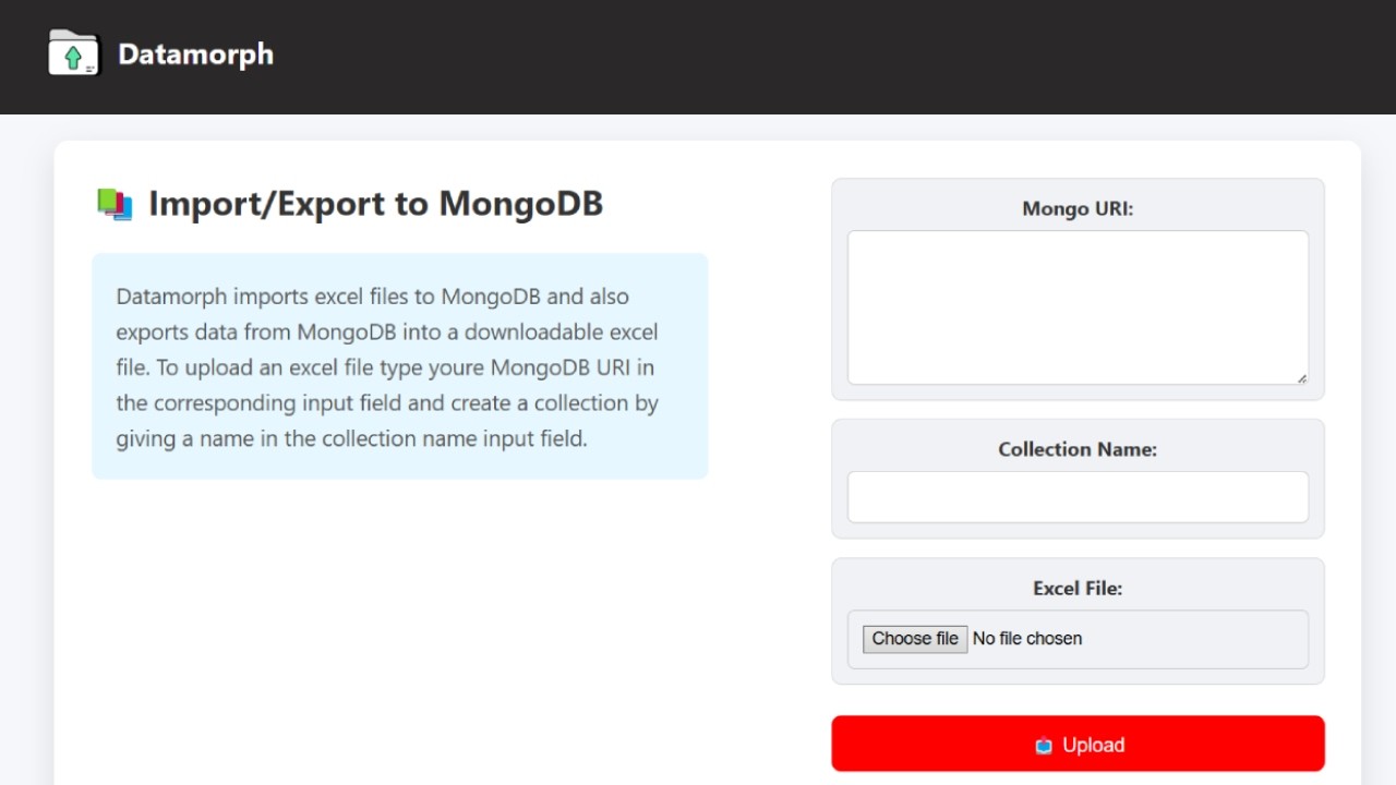 Import/Export Tool for MongoDB Demo | React.js, Node.js/Express.js