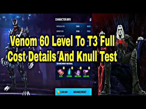 Venom 60 Level To T3 Cost Details | Knull Test With Venom - Marvel Future Fight