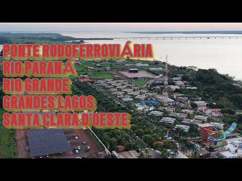 Rio Paraná, Parque Aquático Grandes Lagos, Ponte Rodoferroviária, Santa Claro D'Oeste DJI MINI 4 PRO