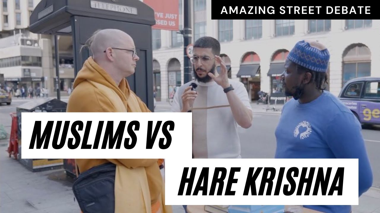 Muslims debate with a Hare Krishna Monk