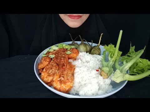 UDANG BALADO SUPER PEDAS NIKMAT GURIH LALAP PETAI BATANG PEPAYA MENTAH || ASMR INDONESIA ||