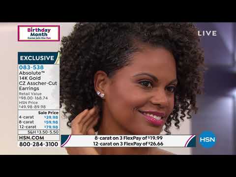 Absolute 14K Gold Cubic Zirconia AsscherCut Earrings  4c...