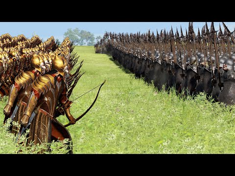 3,000 Uruk Spear Vs 1,200 Elf Archers | Total War Attila | Rise Of Mordor