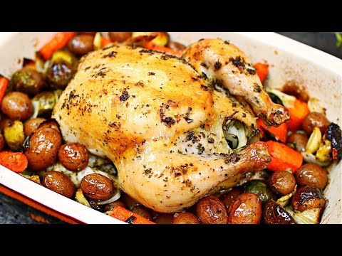 One Pan Roast Whole Chicken and Vegetables Recipe - How to Roast a whole Chicken