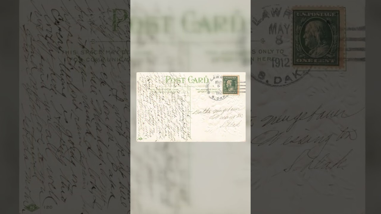 Early 1900s Embossed Motto Postcard, South Dakota, 1912 Postmark Video