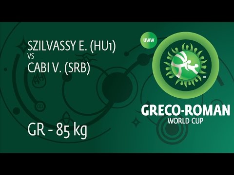 Round 1 GR - 85 kg: E. SZILVASSY (HU1) df. V. CABI (SRB) by FALL, 6-1