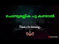 Chendu Mallika Poo Kandal Karaoke Lyrics ചെണ്ടുമല്ലിക പൂ കണ്ടാ