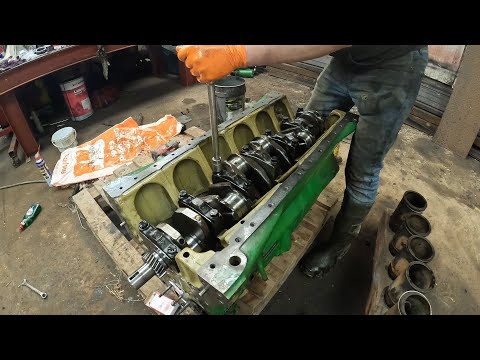 Installing new pistons and crank shaft! | John Deere engine rebuild