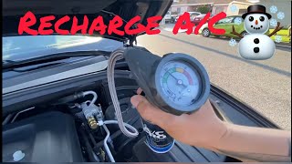 How to recharge Dodge Durango AC system using A/C PRO  R1234YF  - DIY