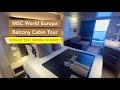 MSC World Europa Balcony Cabin Tour 4K HD Room Tour Cruise