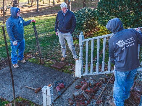 Windy Start: Witness the Beginning of a New Front Porch Project in Forest Hill!