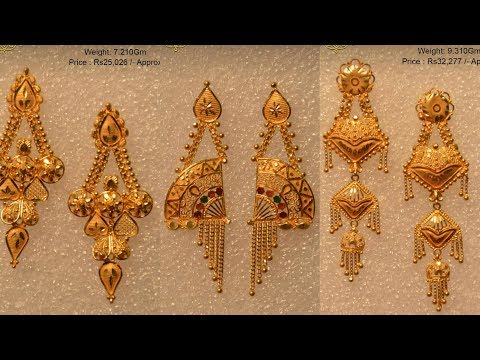 Latest Designer Gold Earrings In Light Weight