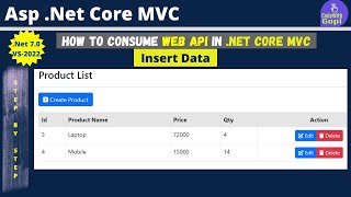 How To Consume WEB API in ASP.NET Core MVC | Consuming Web API | ASP.NET Web API | Insert Data
