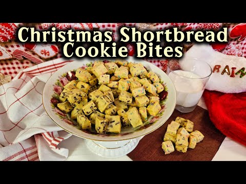 Christmas Shortbread Cookie Bites Recipe | Mini Holiday Shortbread Bites! 4 Ingredients!