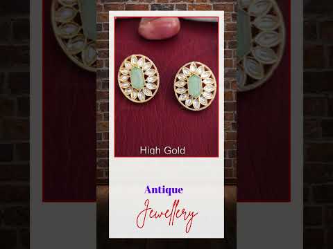 Antique Jewelry High Gold Polish Fancy Style Party Wear Beautiful Antique Earring Tops Studs