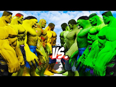 TEAM YELLOW HULK VS TEAM GREEN HULK  - HULK BATTLE - EPIC SUPERHEROES WAR
