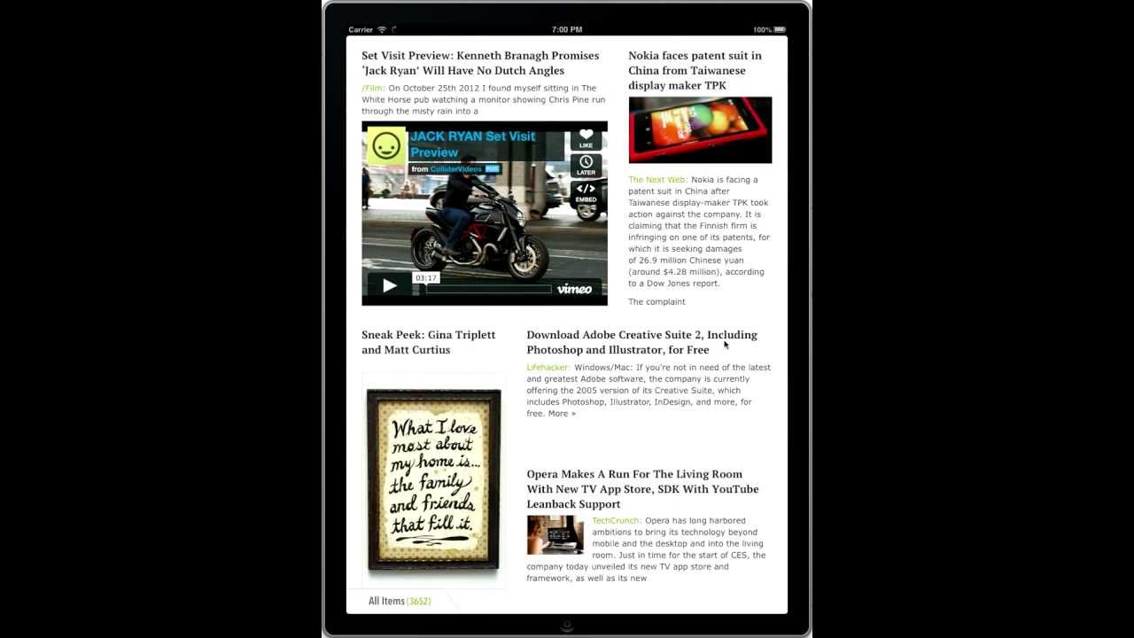 Ziner is a brand new Google Reader client for iPad, simple & beautiful