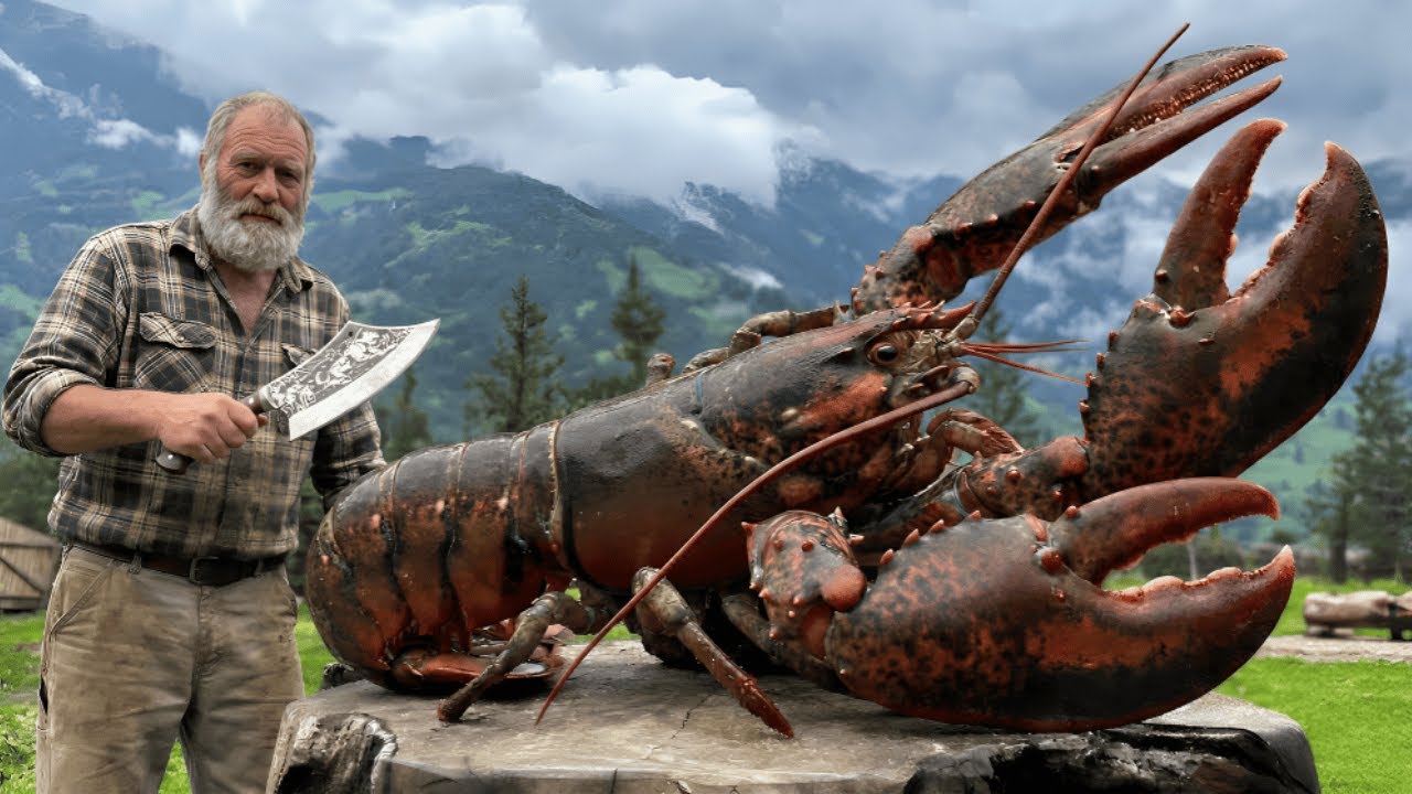 I Cooked a MONSTER Lobster the Size of My Leg Using Nothing But Wood and Flames