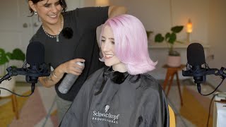 ASMR Real Haircut (scissor, combing, spray bottle sounds, styling and chatting) 4K
