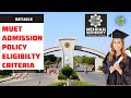 MUET ADMISSION POLICY & ELIGIBILTY CRITERIA | WHO CAN APPLY IN MUET | ADMISSION IN MUET
