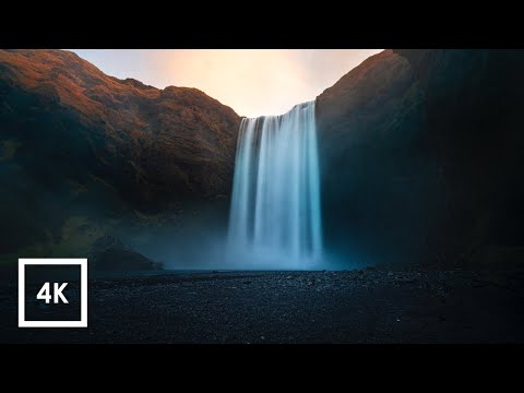 Waterfall Sounds for Sleep at Skógafoss in Iceland | 4k 1 Hour ASMR