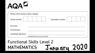 Functional Skills Maths L2 Jan2020 AQA