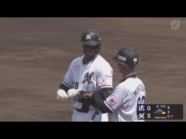 【ファーム】ストレートを捉えた!! マリーンズ・アセベド センターへのタイムリーヒットで追加点!! 2025年7月6日 千葉ロッテマリーンズ 対 東京ヤクルトスワローズ