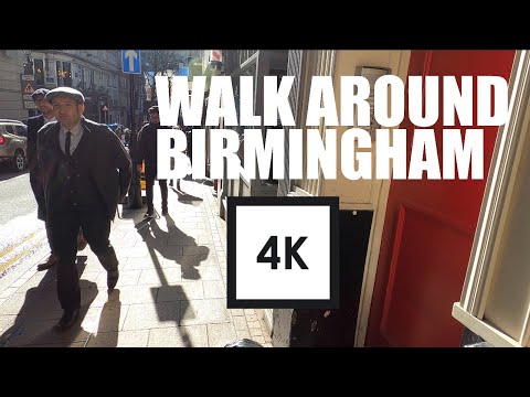Walking in Birmingham, England UK - Ambient City Walkthrough 4K Binaural Audio ASMR