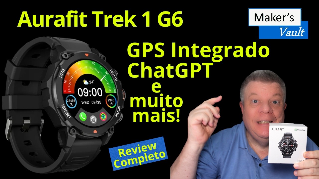 Miniatura da avaliação em vídeo de Smartwatch Aurafit 67 Prata com Tela HD 1.52'' e Chamadas Bluetooth