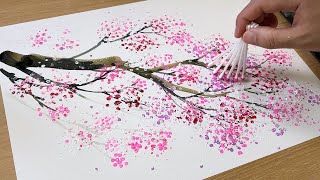 How to draw a cherry blossom tree / Acrylic painting