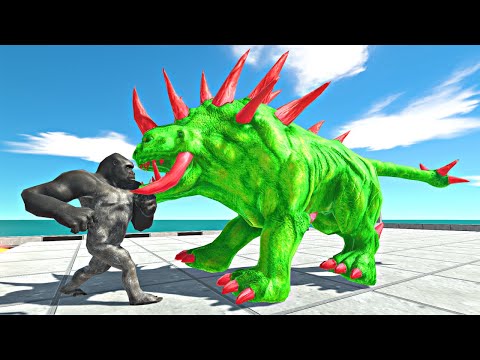 Zombie Hellhound vs Mutant Primates on Lava Tank - Animal Revolt Battle Simulator
