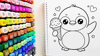 Cute Penguin Coloring 🐧 | Easy & Relaxing Tutorial for Everyone!